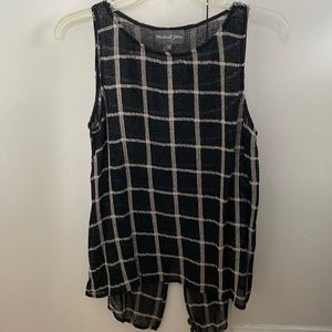 Plaid black and cream tank flowy NWOT
